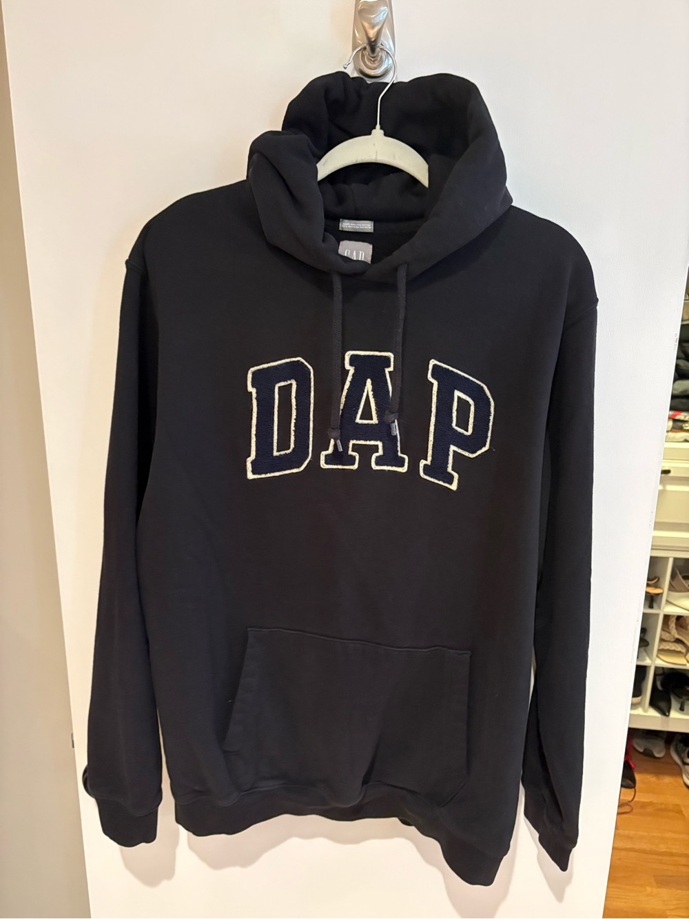 GAP Black Hooded Sweatshirt with Navy DAP Applique